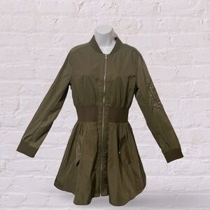 Awoo Bomber Jacket Military Soft Green Rib Knit Trim Size Large New with Tags